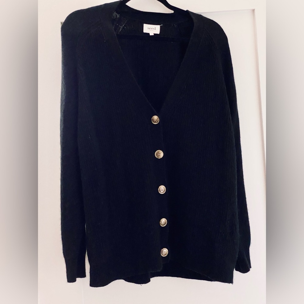 Seed Heritage | Oversized Black Knit Cardigan